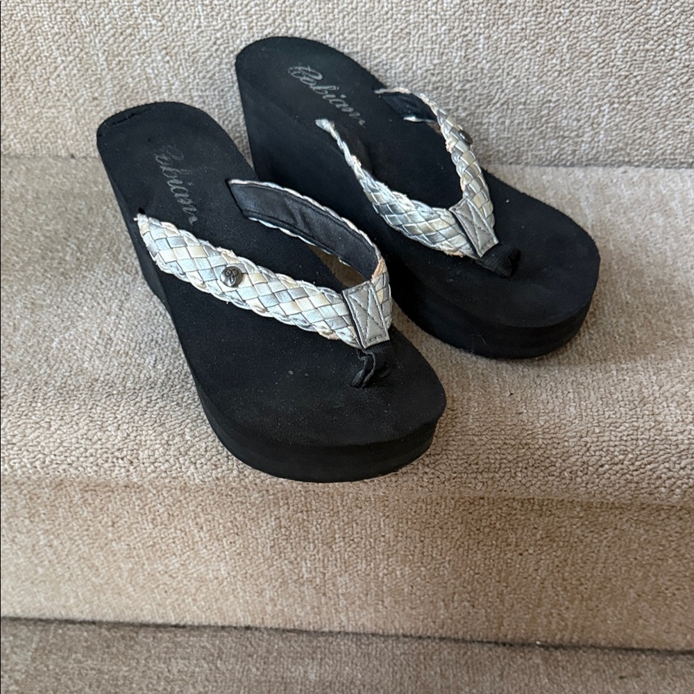Cobian Black and Cream Platform Sandals